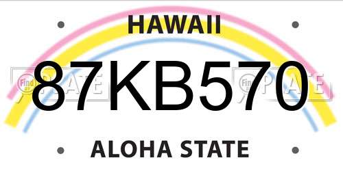 87KB570 Hawaii License Plate