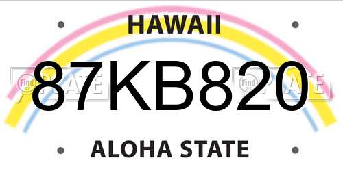87KB820 Hawaii License Plate