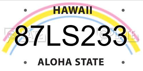 87LS233 Hawaii License Plate