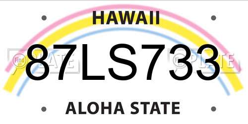 87LS733 Hawaii License Plate