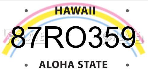 87RO359 Hawaii License Plate