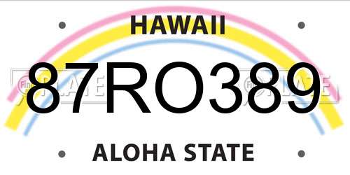 87RO389 Hawaii License Plate
