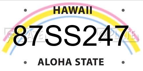 87SS247 Hawaii License Plate
