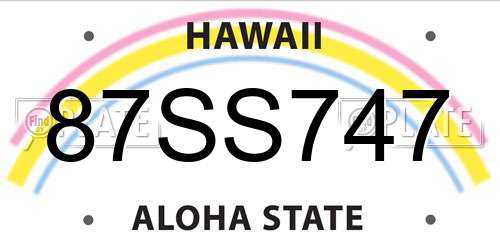 87SS747 Hawaii License Plate