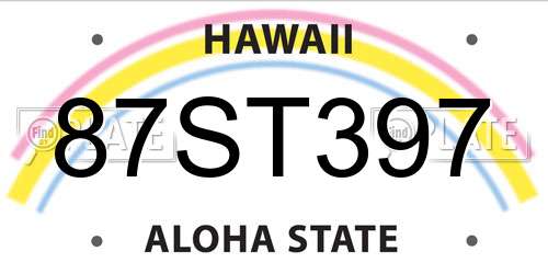 87ST397 Hawaii License Plate