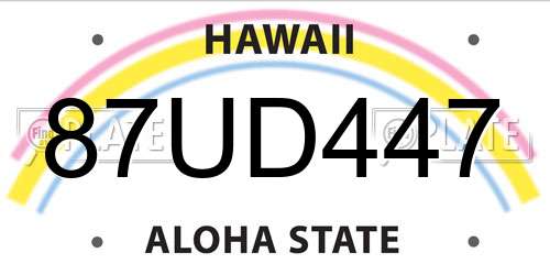 87UD447 Hawaii License Plate