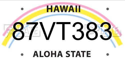 87VT383 Hawaii License Plate