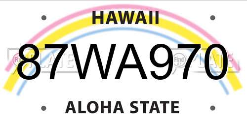 87WA970 Hawaii License Plate