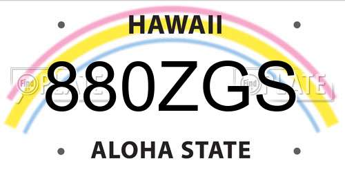 880ZGS Hawaii License Plate