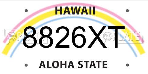 8826XT Hawaii License Plate