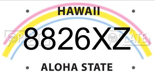 8826XZ Hawaii License Plate