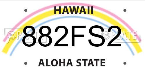 882FS2 Hawaii License Plate