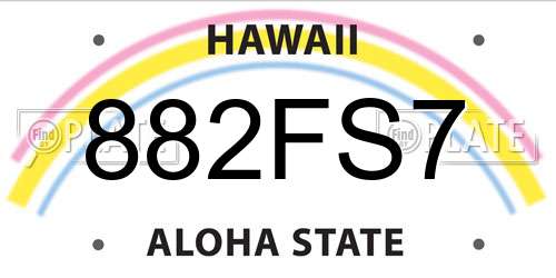 882FS7 Hawaii License Plate