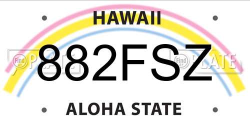 882FSZ Hawaii License Plate