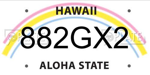 882GX2 Hawaii License Plate