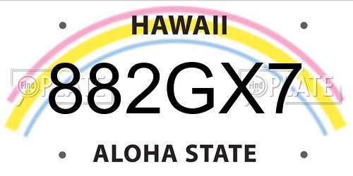 882GX7 Hawaii License Plate