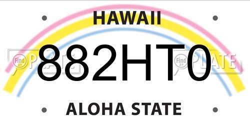 882HT0 Hawaii License Plate