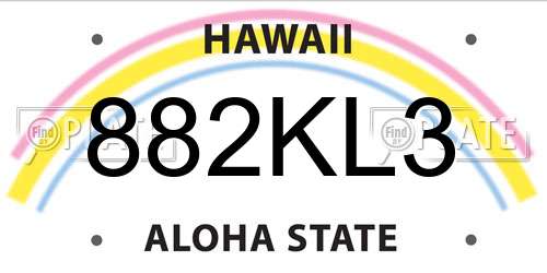 882KL3 Hawaii License Plate