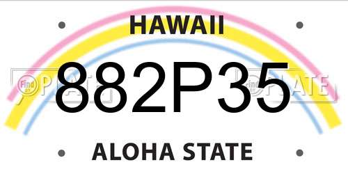 882P35 Hawaii License Plate