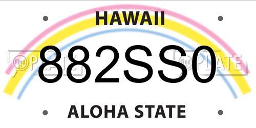 882SS0 Hawaii License Plate