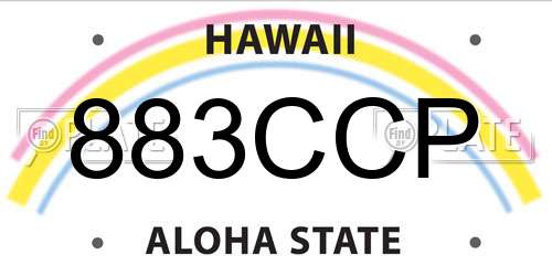 883CCP Hawaii License Plate