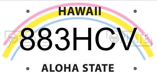 883HCV Hawaii License Plate