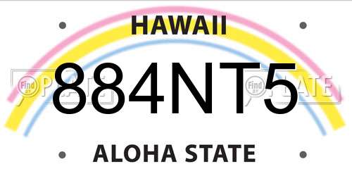 884NT5 Hawaii License Plate