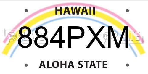 884PXM Hawaii License Plate