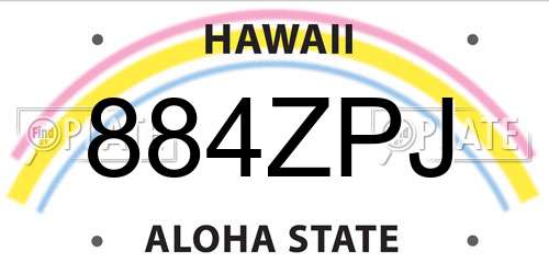 884ZPJ Hawaii License Plate