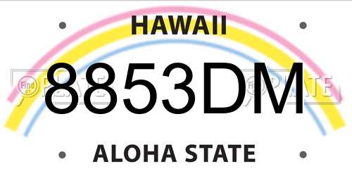 8853DM Hawaii License Plate