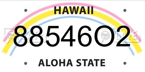 88546O2 Hawaii License Plate