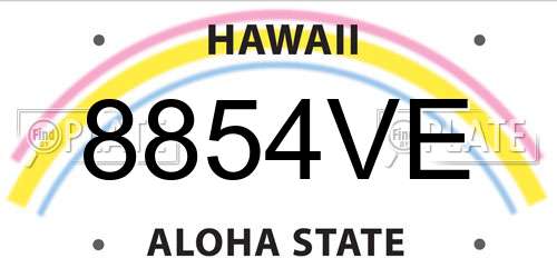 8854VE Hawaii License Plate