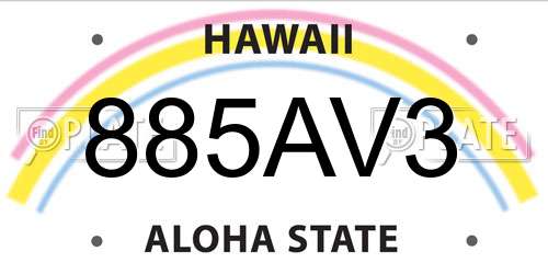 885AV3 Hawaii License Plate