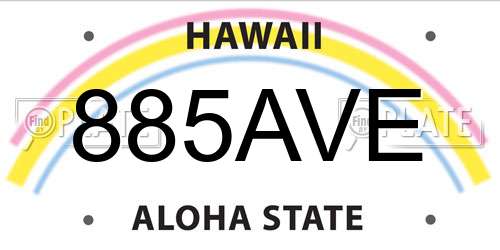 885AVE Hawaii License Plate