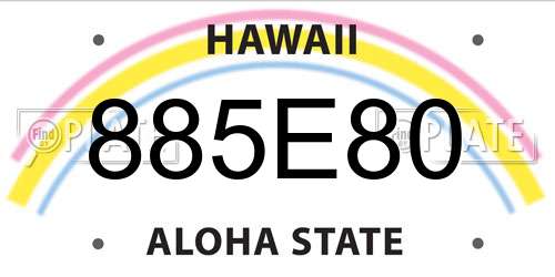 885E80 Hawaii License Plate