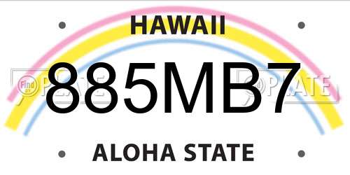 885MB7 Hawaii License Plate