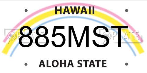 885MST Hawaii License Plate