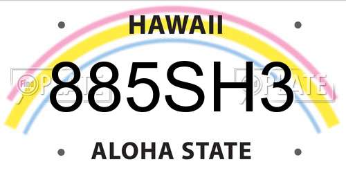 885SH3 Hawaii License Plate