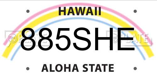 885SHE Hawaii License Plate
