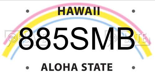 885SMB Hawaii License Plate