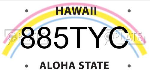 885TYC Hawaii License Plate
