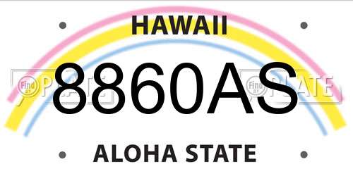 8860AS Hawaii License Plate