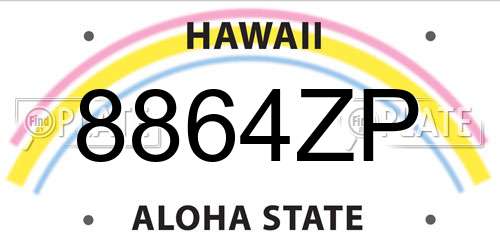 8864ZP Hawaii License Plate