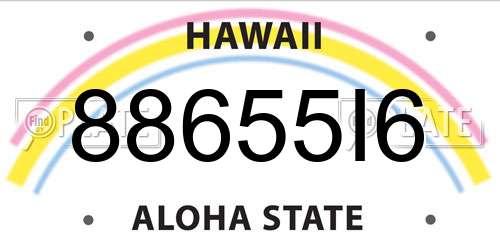 88655I6 Hawaii License Plate