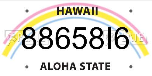 88658I6 Hawaii License Plate