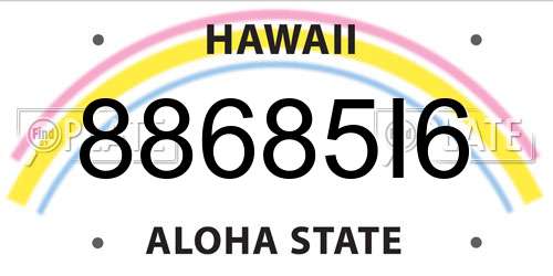 88685I6 Hawaii License Plate