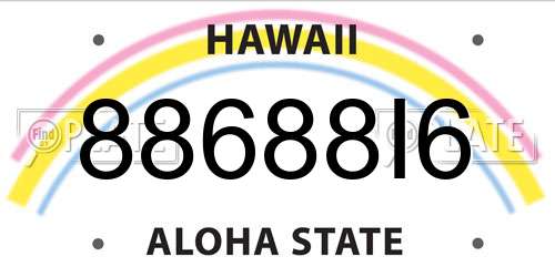 88688I6 Hawaii License Plate