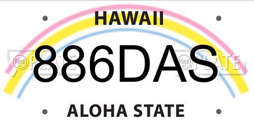 886DAS Hawaii License Plate