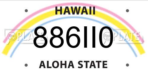 886II0 Hawaii License Plate