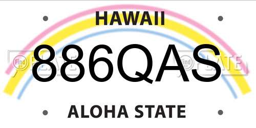 886QAS Hawaii License Plate